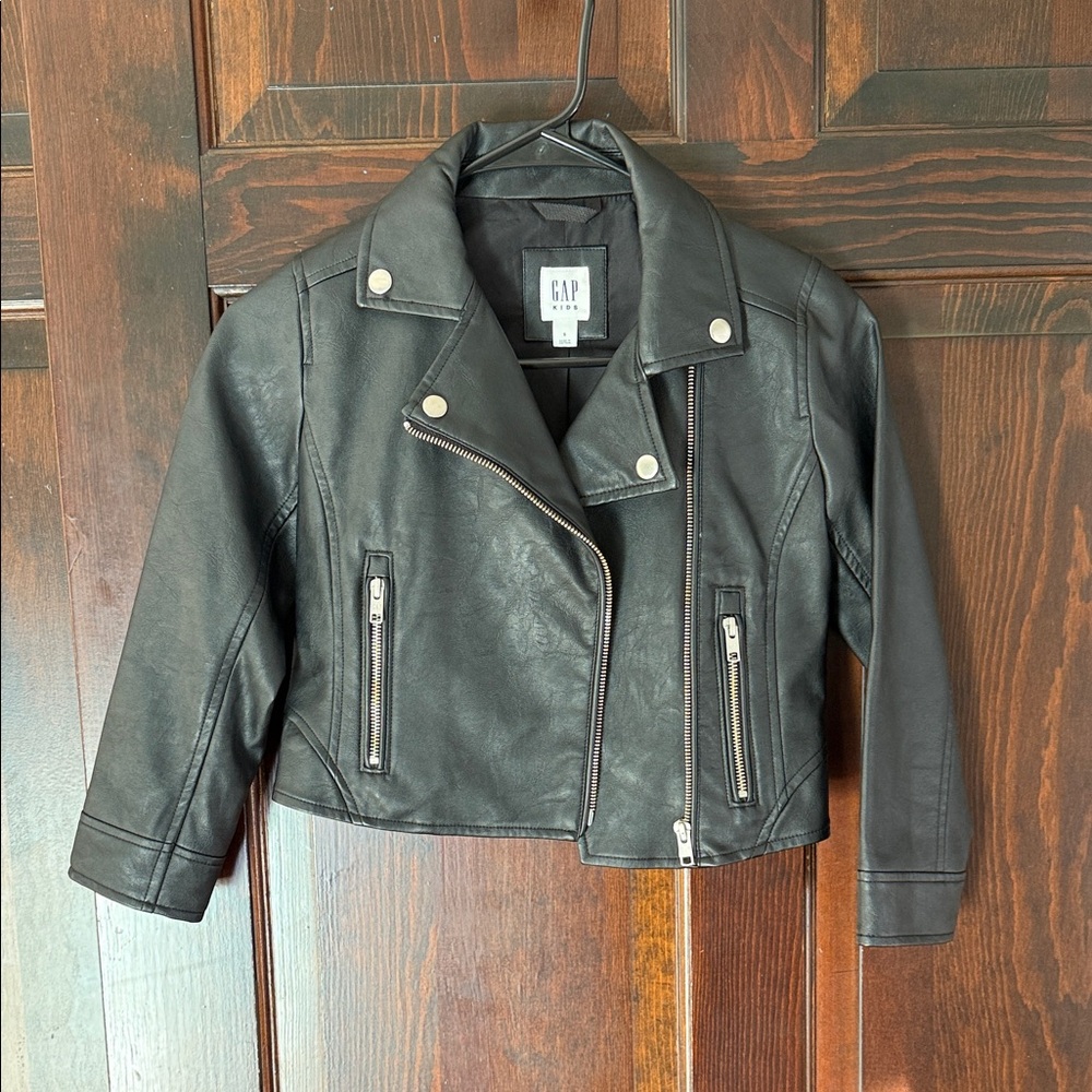 GAP Black Faux Leather Biker Jacket